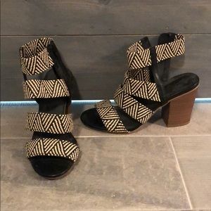 Black and beige strappy chunky heels! NWOT